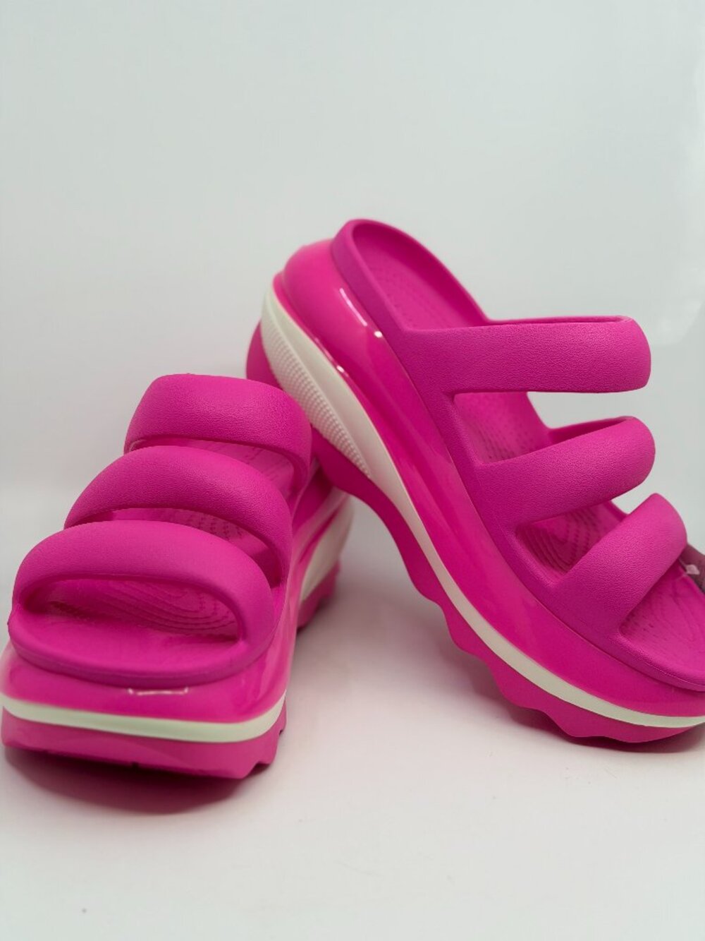Crocs Mega Crush Triple Strap Platform Slides Pink Women's US 7 EU 37-38 New